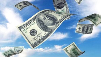 Money cash falling from sky