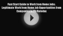 [PDF Download] Fast Start Guide to Work from Home Jobs